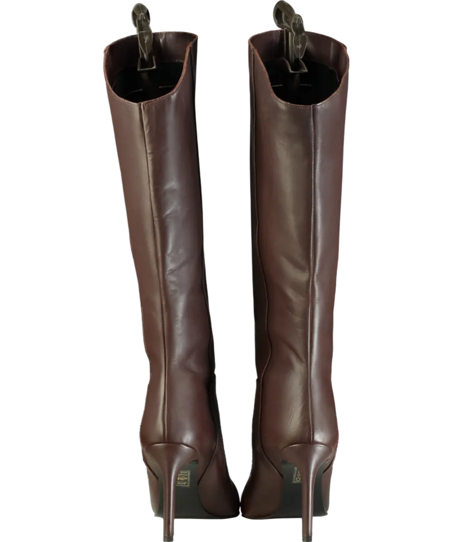 Karen Millen Brown Leather Pointed High Heel Western Boots UK 7 EU 40 👠