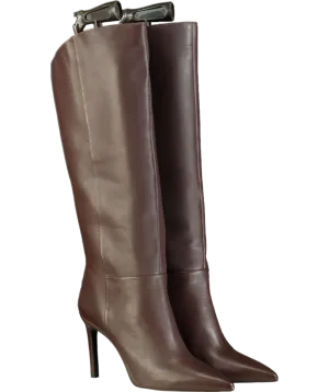 Karen Millen Brown Leather Pointed High Heel Western Boots UK 7 EU 40 👠
