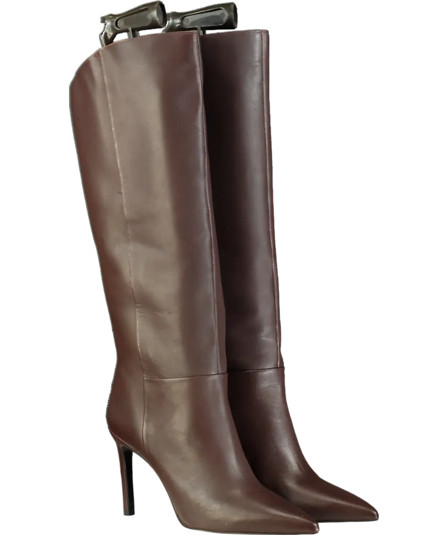 Karen Millen Brown Leather Pointed High Heel Western Boots UK 7 EU 40 👠